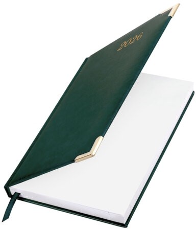 Ежедневник датированный 2026 А5 138x213мм BRAUBERG Senator, под кожу, зеленый, 117092