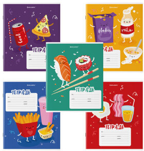 Тетрадь 18 л. BRAUBERG клетка, обложка картон, "Tasty food", 106478