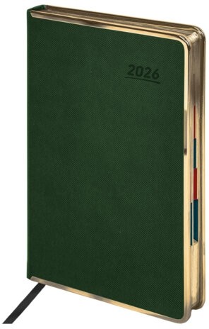 Ежедневник датированный 2026 А5 148х218 мм, GALANT "Infinity Gold", под кожу, темно-зеленый, 117504
