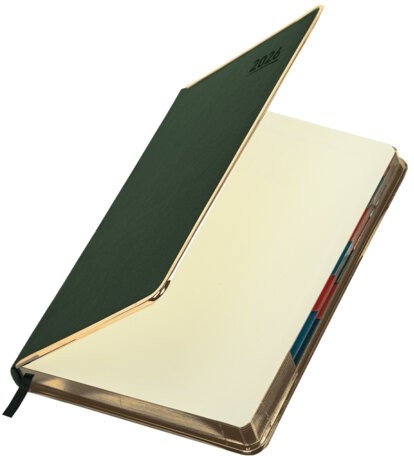 Ежедневник датированный 2026 А5 148х218 мм, GALANT "Infinity Gold", под кожу, темно-зеленый, 117504
