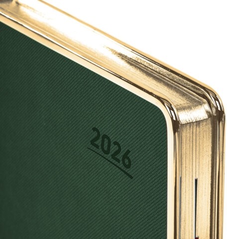 Ежедневник датированный 2026 А5 148х218 мм, GALANT "Infinity Gold", под кожу, темно-зеленый, 117504