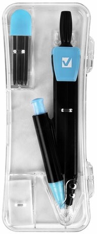 Готовальня BRAUBERG ULTRACOLOR 3 предмета: циркуль 132 мм, механический карандаш, грифель, ластик, пенал, 210804