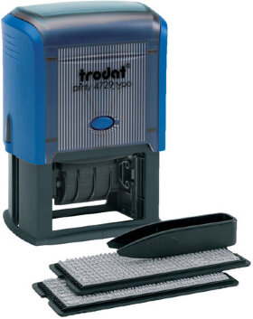 Датер самонаборный, 4 строки+дата, оттиск 50х30 мм, синий, TRODAT 4729 BANK, кассы в комплекте, 62257