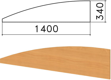 Экран-перегородка "Монолит", 1400х16х340 мм, цвет бук (КОМПЛЕКТ С ФУРНИТУРОЙ)