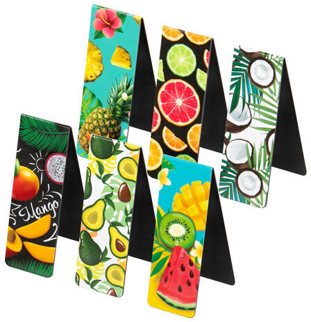 Закладки для книг МАГНИТНЫЕ, "FRUITS", набор 6 шт., 60x20 мм, BRAUBERG, 113160