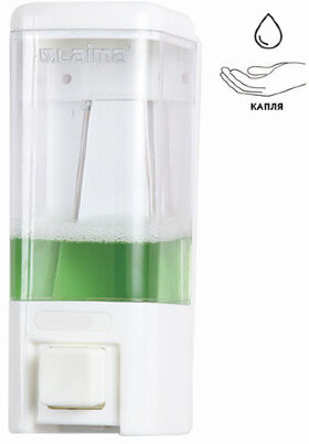 Дозатор для жидкого мыла LAIMA, НАЛИВНОЙ, 0,48 л, белый, ABS пластик, 605052