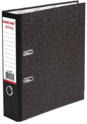 Папка-регистратор ОФИСМАГ, фактура стандарт, с мраморным покрытием, 75 мм, черный корешок, 222097
