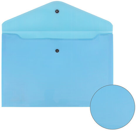 Папка-конверт с кнопкой BRAUBERG "Pastel", А4, до 100 листов, непрозрачная, аквамарин, 0,18 мм, 270474