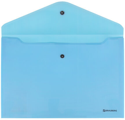 Папка-конверт с кнопкой BRAUBERG "Pastel", А4, до 100 листов, непрозрачная, аквамарин, 0,18 мм, 270474