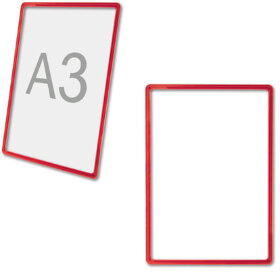 Рамка POS для рекламы и объявлений БОЛЬШОГО ФОРМАТА (297х420), А3, КРАСНАЯ, без защитного экрана, 290256