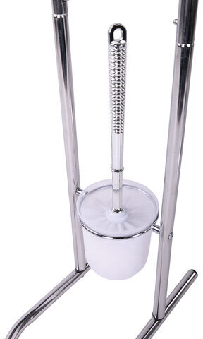 Держатель для туалетной бумаги и ерша LAIMA, напольный, сталь/пластик, зеркальный, 607433