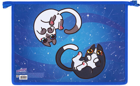 Папка для тетрадей ЮНЛАНДИЯ А4, 1 отделение, картон/пластик, конгрев, на молнии, "Ying Yang", 272132