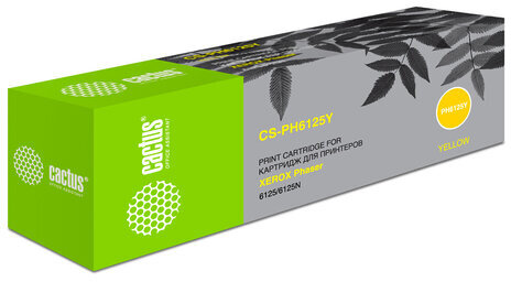 Тонер-картридж CACTUS (CS-PH6125Y) для XEROX Phaser 6125, желтый, ресурс 1000 стр.