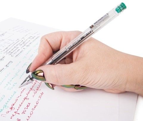 Ручка гелевая BRAUBERG "Jet", ЗЕЛЕНАЯ, корпус прозрачный, узел 0,5 мм, линия письма 0,35 мм, 141021