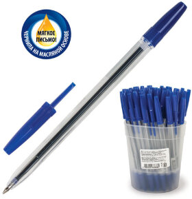 Ручка шариковая масляная &quot;Оптима&quot;, СИНЯЯ, корпус прозрачный, узел 1 мм, линия письма 0,7 мм, РО20