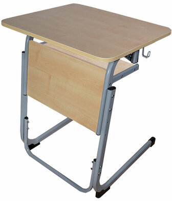 Стол-парта 1-местный, регулируемый угол, "Атлант", 600х500х520-640 мм, рост 2-4, серый каркас, ЛДСП клён