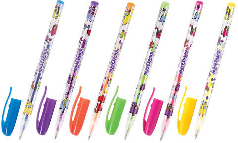 Ручки гелевые ЮНЛАНДИЯ, НАБОР 6 ЦВЕТОВ, НЕОН, корпус с печатью, узел 0,7 мм, линия письма 0,5 мм, 142804