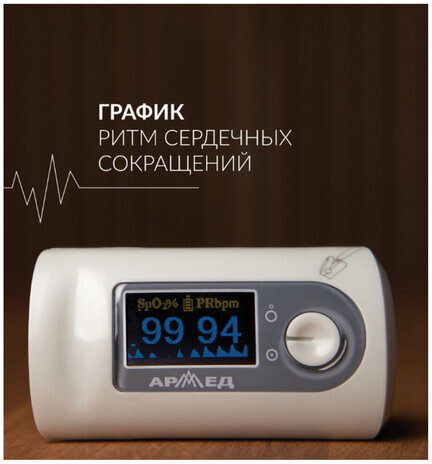 Пульсоксиметр АРМЕД YX301 диапазон SpO2 70%-100%, диапазон пульса 25-250 уд/мин, без поверки, 1032301