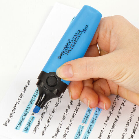 Текстовыделитель BRAUBERG "DELTA", ГОЛУБОЙ, линия 1-5 мм, 151722