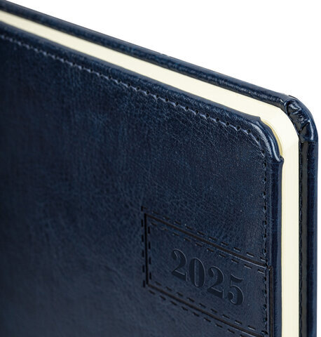 Еженедельник датированный 2025, А5, 145х215 мм, BRAUBERG "Imperial", под кожу, синий, 115964