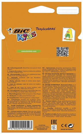 Карандаши цветные BIC "Tropicolors", 12 ЦВЕТОВ, пластиковые, европодвес, 83256610