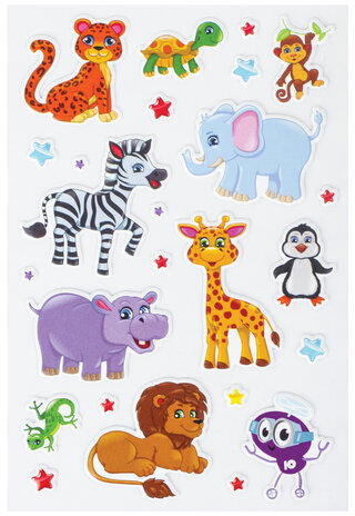 Наклейки зефирные "Сафари", многоразовые, 10х15 см, ЮНЛАНДИЯ, 661802