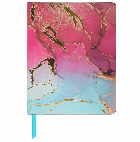 Тетрадь А5 (168х208 мм), 80 л., сшивка, клетка, под кожу, бумага 70 г/м2, фольга, BRAUBERG VISTA, "Marble", 403926