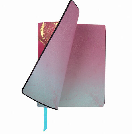 Тетрадь А5 (168х208 мм), 80 л., сшивка, клетка, под кожу, бумага 70 г/м2, фольга, BRAUBERG VISTA, "Marble", 403926