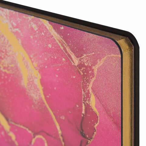 Тетрадь А5 (168х208 мм), 80 л., сшивка, клетка, под кожу, бумага 70 г/м2, фольга, BRAUBERG VISTA, "Marble", 403926