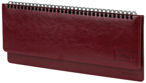 Планинг датированный 2024 305х140 мм, BRAUBERG "Imperial", под кожу, бордо, 114811