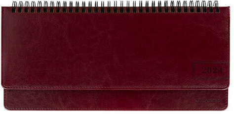 Планинг датированный 2024 305х140 мм, BRAUBERG "Imperial", под кожу, бордо, 114811