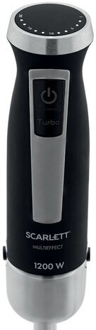 Блендер погружной SCARLETT SC-HB42F59, 1200 Вт, 20 режимов, измельчитель, венчик, стакан, сталь, черный