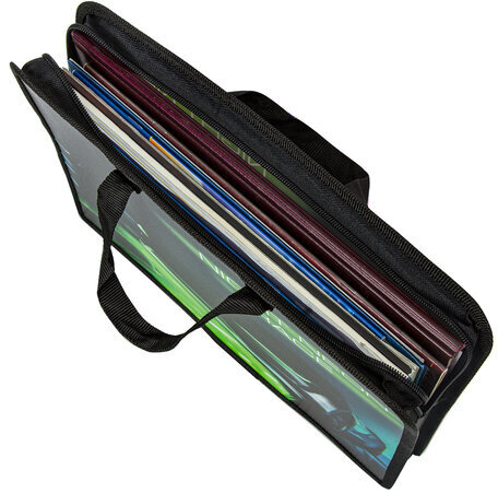 Папка на молнии с ручками ЮНЛАНДИЯ А4, 1 отделение, пластик, ширина 45 мм, "Neon race", 270950