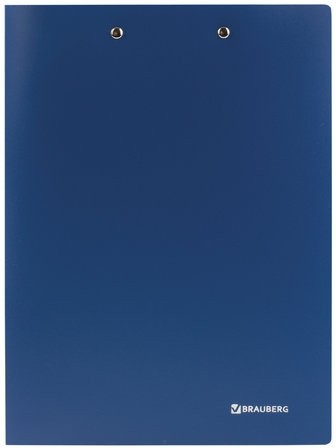 Папка с 2-мя металлическими прижимами BRAUBERG стандарт, синяя, до 100 листов, 0,6 мм, 221625