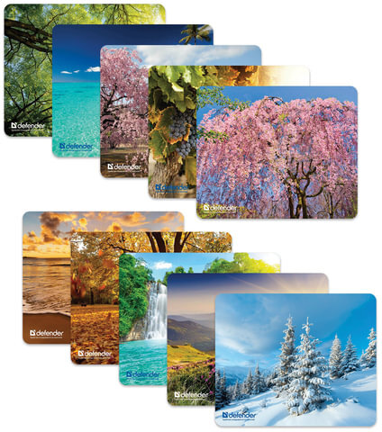 Коврик для мыши DEFENDER Silk Pad Nature, шелк+натуральная резина, 230x190x1,6 мм, 10 видов, 50707