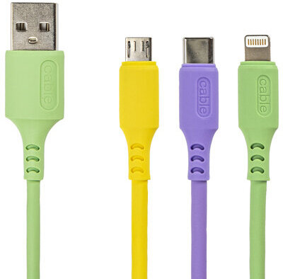 Кабель для зарядки 3 в 1 USB 2.0-Micro USB/Type-C/Lightning, 1 м, SONNEN, медь, 513562