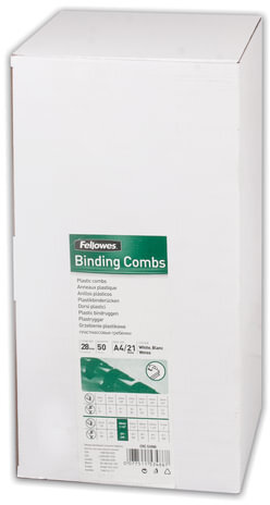 Пружины пластиковые для переплета, КОМПЛЕКТ 50 шт., 28 мм (для сшивания 151-240 л.), белые, FELLOWES, FS-53486