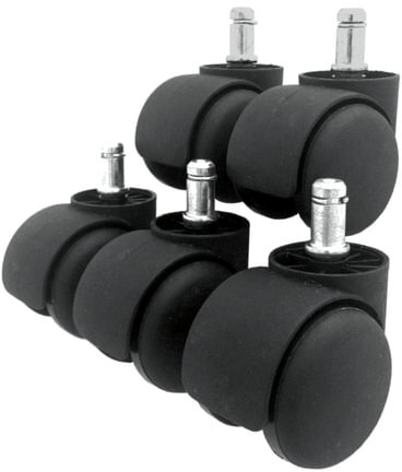 Колеса (ролики) для кресла, комплект 5 шт., пластиковые, шток d - 11 мм, цвет черный
