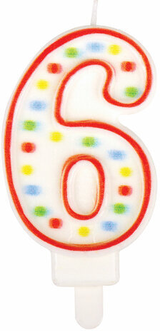Свеча-цифра для торта "6" ДВУСТОРОННЯЯ с конфетти, 8,5 см, ЗОЛОТАЯ СКАЗКА, держатель, блистер, 591399