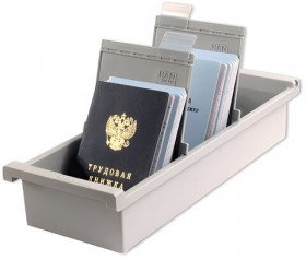 Картотека пластиковая ФОРМАТ А6 (148х105 мм) вертикальная на 1300 карт, серая, HAN (Германия), НА956/0/1/11