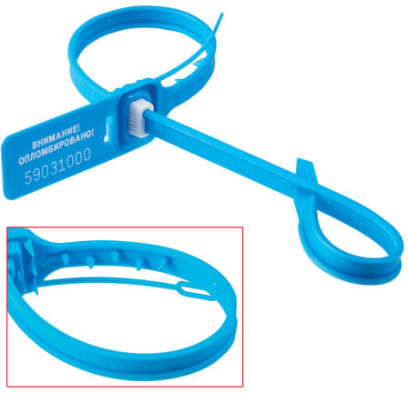 Пломбы мешковые номерные "ДРАКОН-М" (тип "АКУЛА-М"), длина рабочей части 340 мм, синие, комплект 1000 шт., 602467