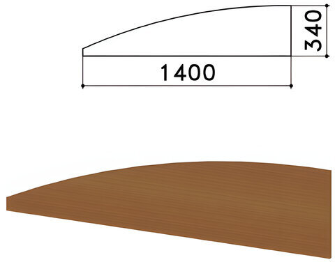 Экран-перегородка "Монолит", 1400х16х340 мм, цвет орех (КОМПЛЕКТ С ФУРНИТУРОЙ)