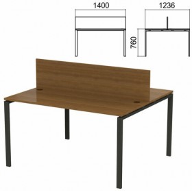 Стол письменный 2-МЕСТНЫЙ на металлокаркасе &quot;Арго&quot;, 1400х1236х760 мм, орех (КОМПЛЕКТ)