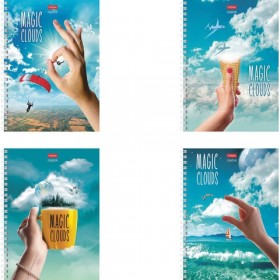 Тетрадь А5, 48 л., HATBER, гребень, клетка, матовая ламинация, &quot;Облака&quot; (4 вида в спайке), 48Т5лВ1гр