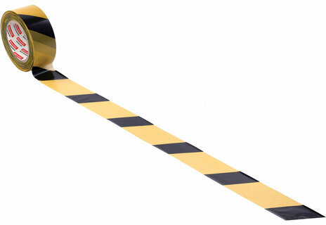 Лента сигнальная желто-черная, 50 мм х 200 м, BRAUBERG "Грандмастер", основа полиэтилен, 604891