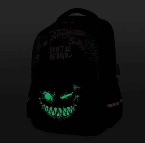 Рюкзак BRAUBERG SOFT, 2 отделения, 3 кармана, "Don't be afraid", СВЕТЯЩИЙСЯ, 40х31х15 см, 271364