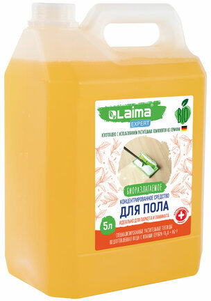 Средство для мытья пола, стен и поверхностей, c дезинфекцией, биоразлагаемое, 5 л, LAIMA EXPERT, 607761