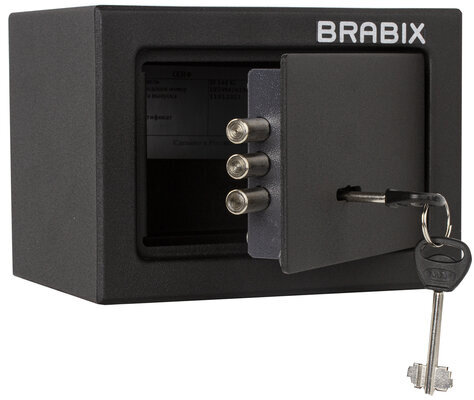 Сейф мебельный BRABIX "SF-140KL", 140х195х140 мм, ключевой замок, черный, 291140, S103BR210114