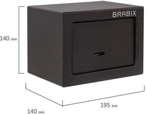 Сейф мебельный BRABIX "SF-140KL", 140х195х140 мм, ключевой замок, черный, 291140, S103BR210114
