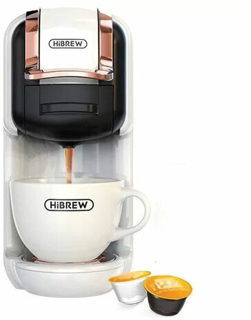 Кофемашина капсульная 5 в 1 NES/DG/чалды/молотый/K-Cup HIBREW H2B, 1450 Вт, объем 0,6 л, белая, 37194, AC-514K White